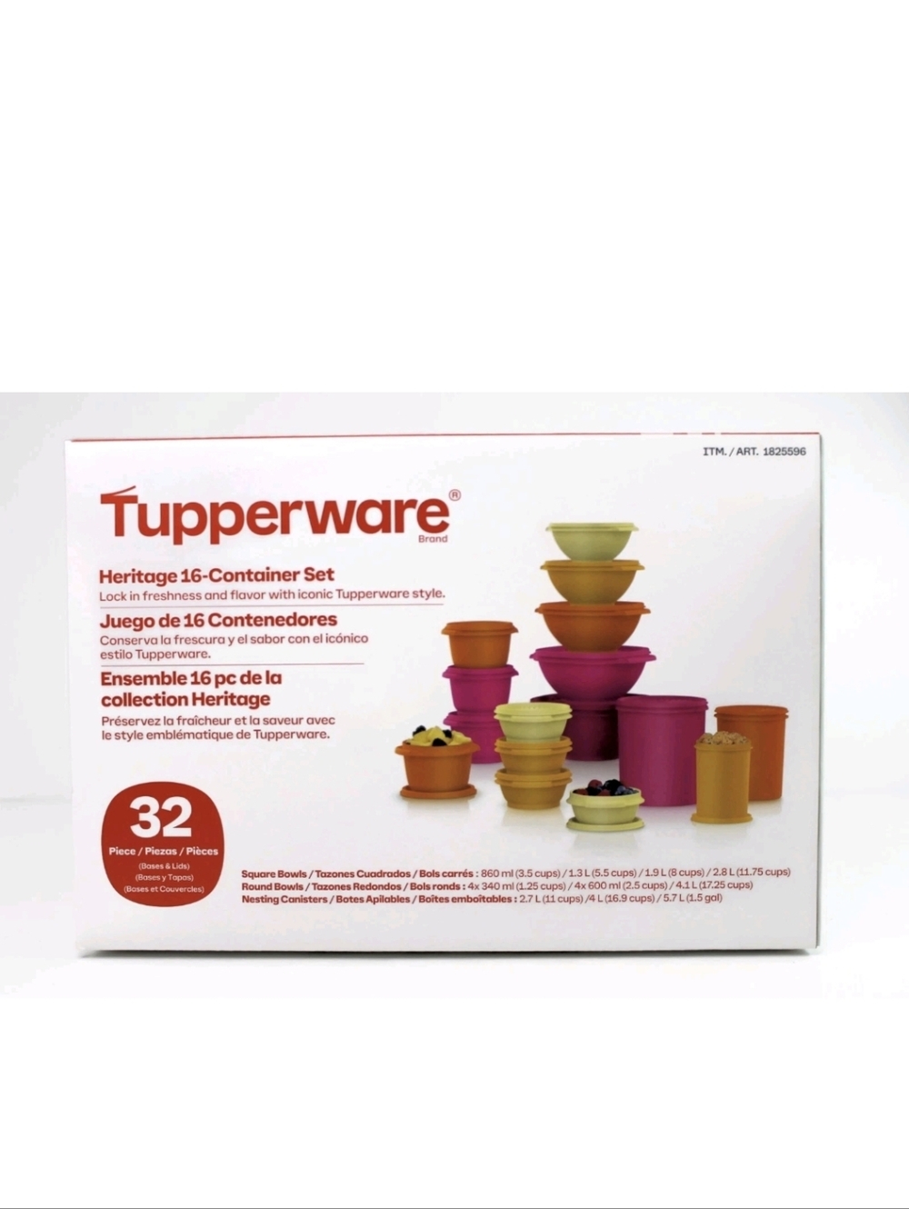 Tupperware Heritage Collection 32 Piece Food Storage Set Vintage Pink Orange NEW - Picture 10 of 10